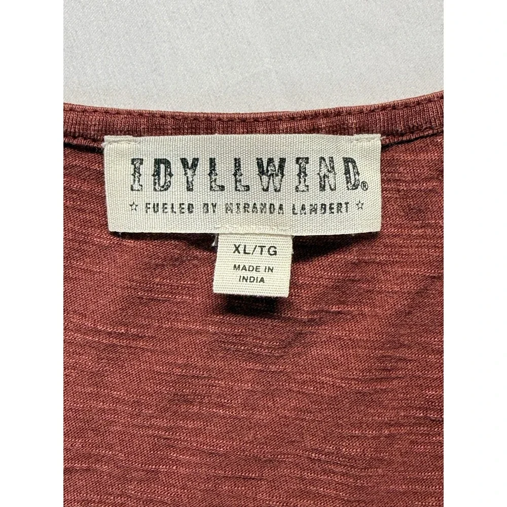 Idyllwind Fueled by Miranda Lambert Tank Top Women XL Maroon Embroidered Lace Up